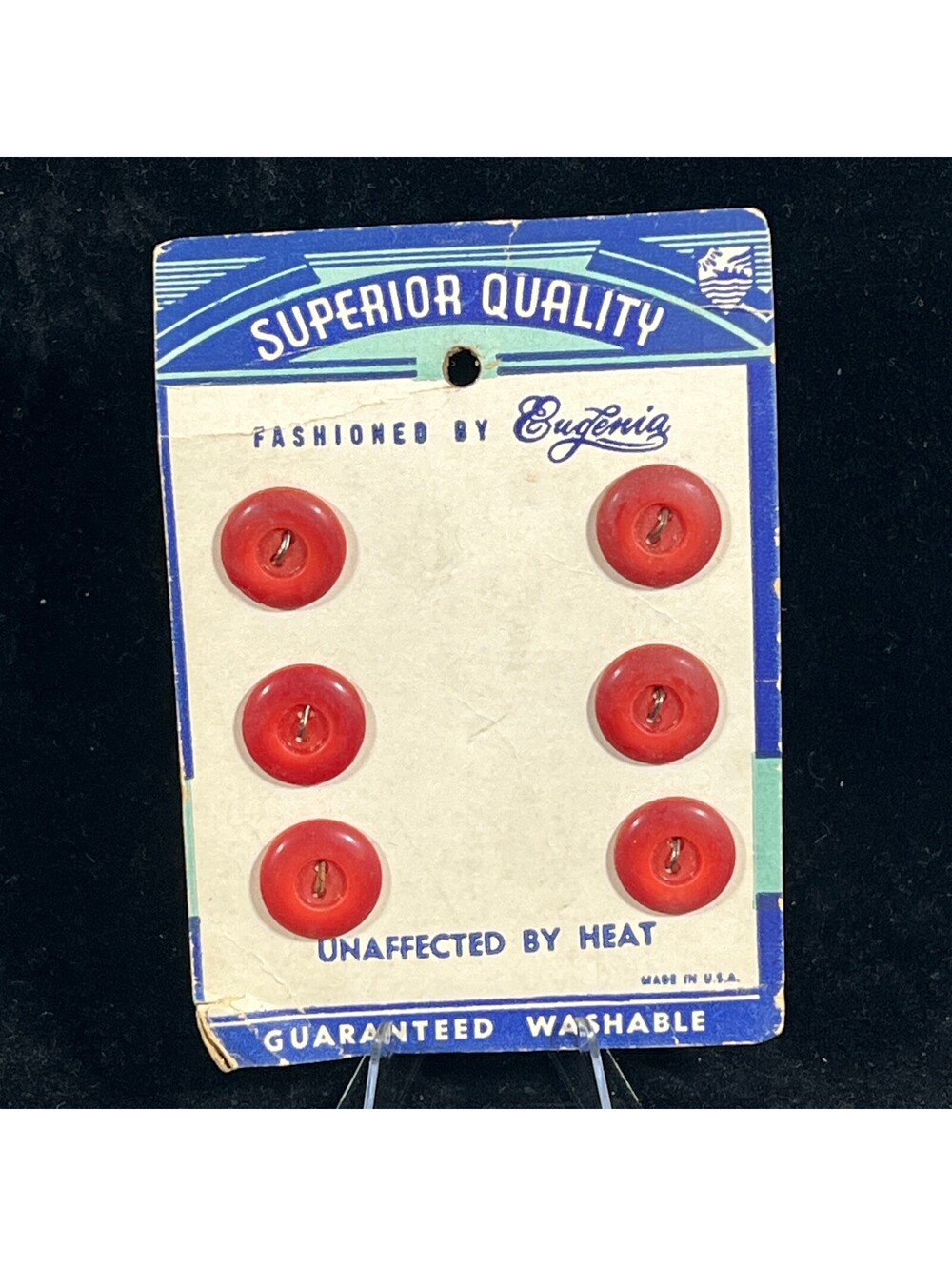 Vintage Red Buttons Card Fashioned by Eugenia - Superior Quality, Unaffected by